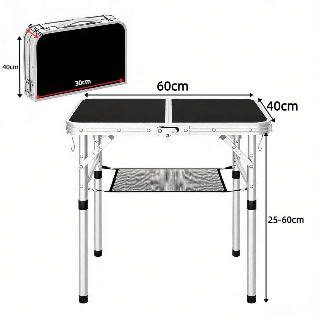Table de camping pliante Aluminium pour jardin et plage Hauteur réglable 60x40cm Noir - ComfortXL Outdoor Living - Image 8