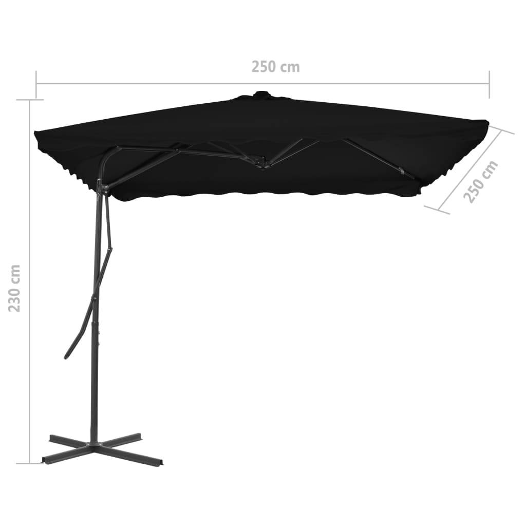 Helloshop26 - Parasol d'extérieur avec mât en acier 250 x 250 x 230 cm noir - Imagen 6