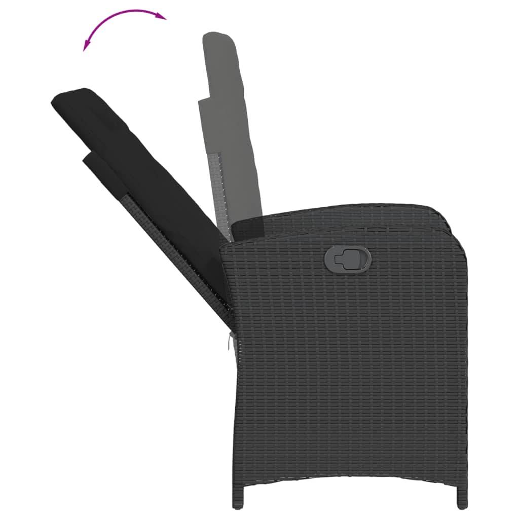 Fauteuil de Jardin Inclinable en Résine Tressée avec Coussin Confort pour Balcon Détente Noir – ComfortXL Outdoor Living - Image 7