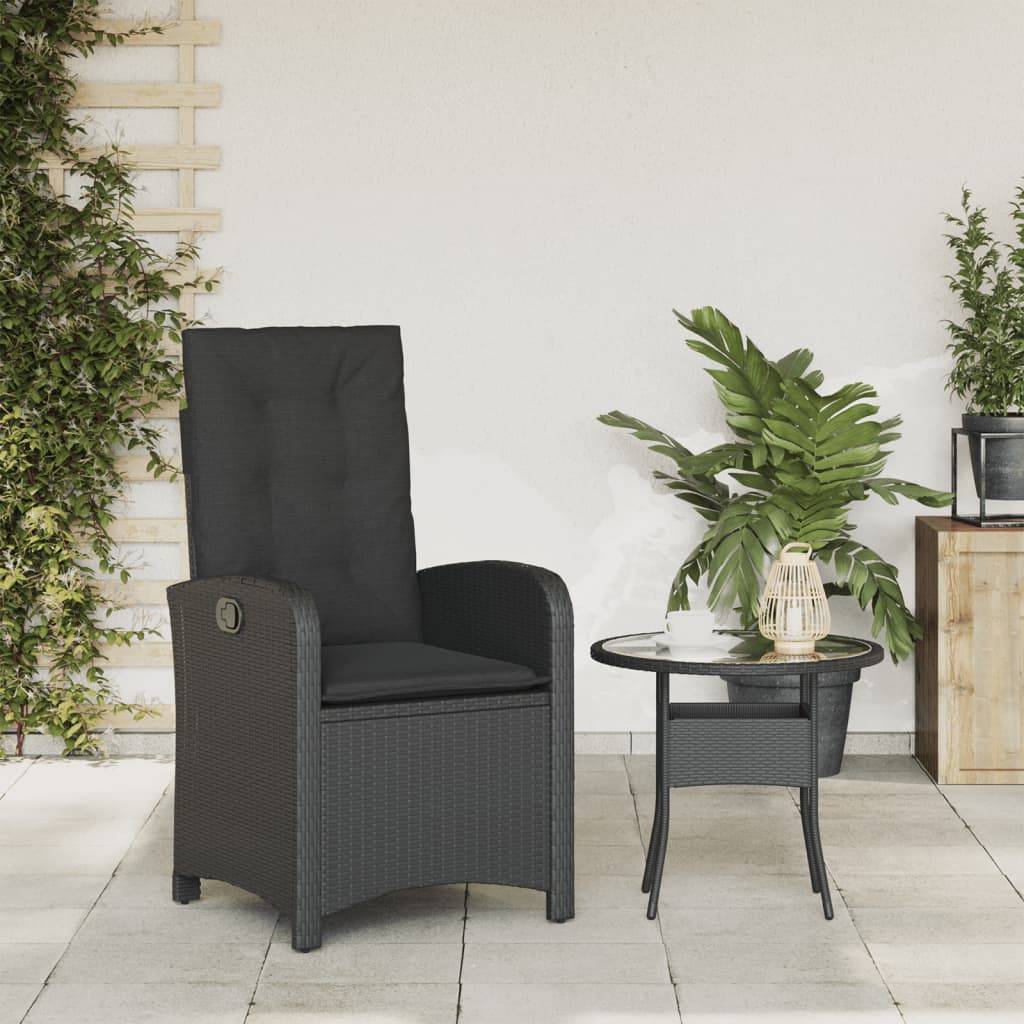 Fauteuil de Jardin Inclinable en Résine Tressée avec Coussin Confort pour Balcon Détente Noir – ComfortXL Outdoor Living - Image 3