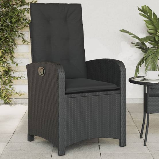 Fauteuil de Jardin Inclinable en Résine Tressée avec Coussin Confort pour Balcon Détente Noir – ComfortXL Outdoor Living - Image 1