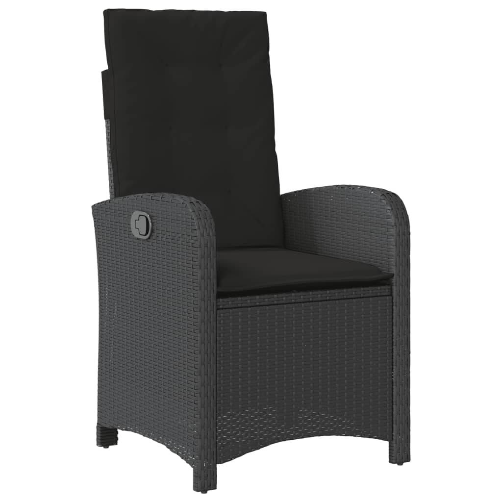 Fauteuil de Jardin Inclinable en Résine Tressée avec Coussin Confort pour Balcon Détente Noir – ComfortXL Outdoor Living - Image 2
