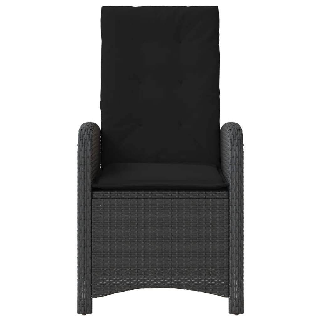 Fauteuil de Jardin Inclinable en Résine Tressée avec Coussin Confort pour Balcon Détente Noir – ComfortXL Outdoor Living - Image 4