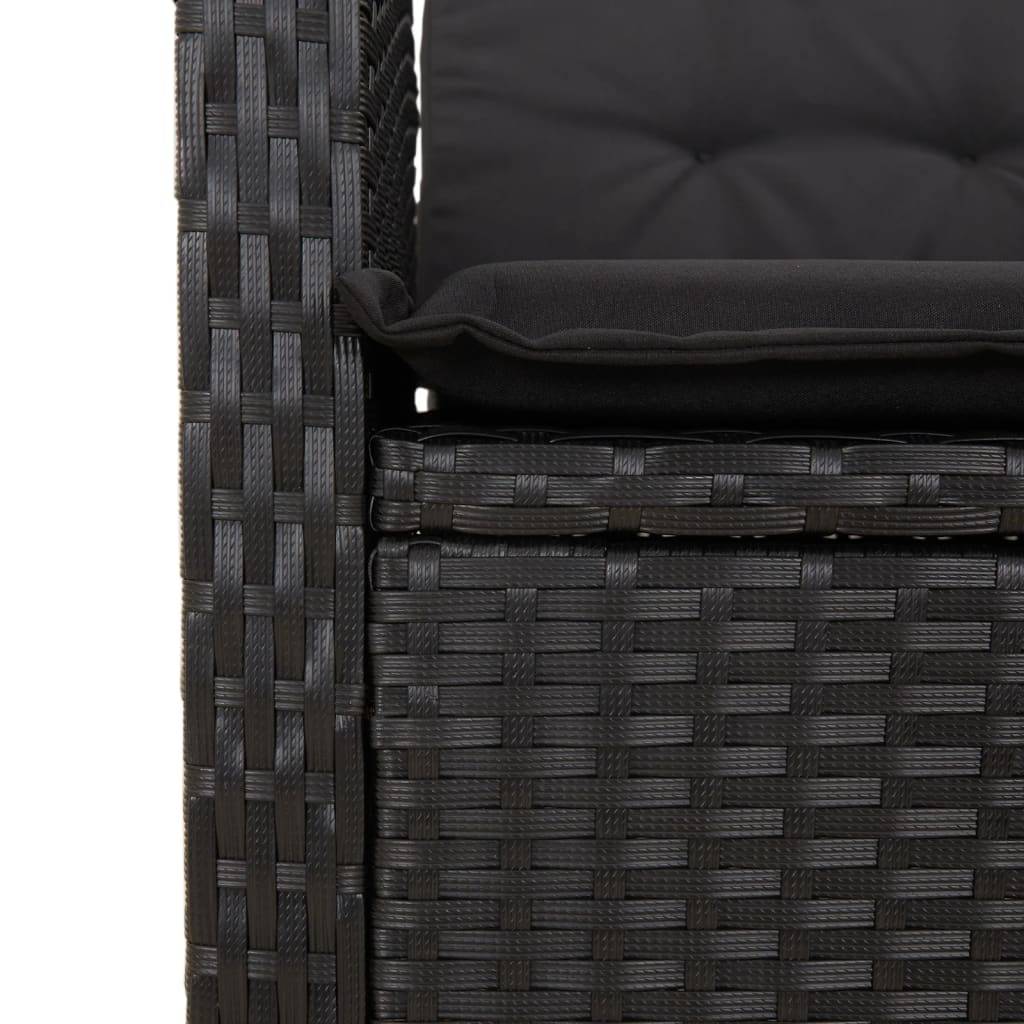 Fauteuil de Jardin Inclinable en Résine Tressée avec Coussin Confort pour Balcon Détente Noir – ComfortXL Outdoor Living - Image 9