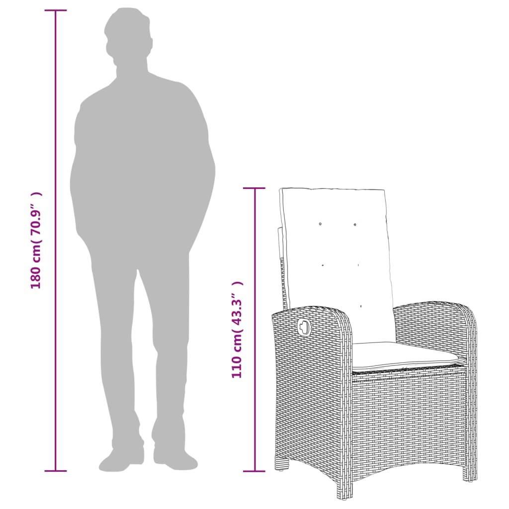 Fauteuil de Jardin Inclinable en Résine Tressée avec Coussin Confort pour Balcon Détente Noir – ComfortXL Outdoor Living - Image 5