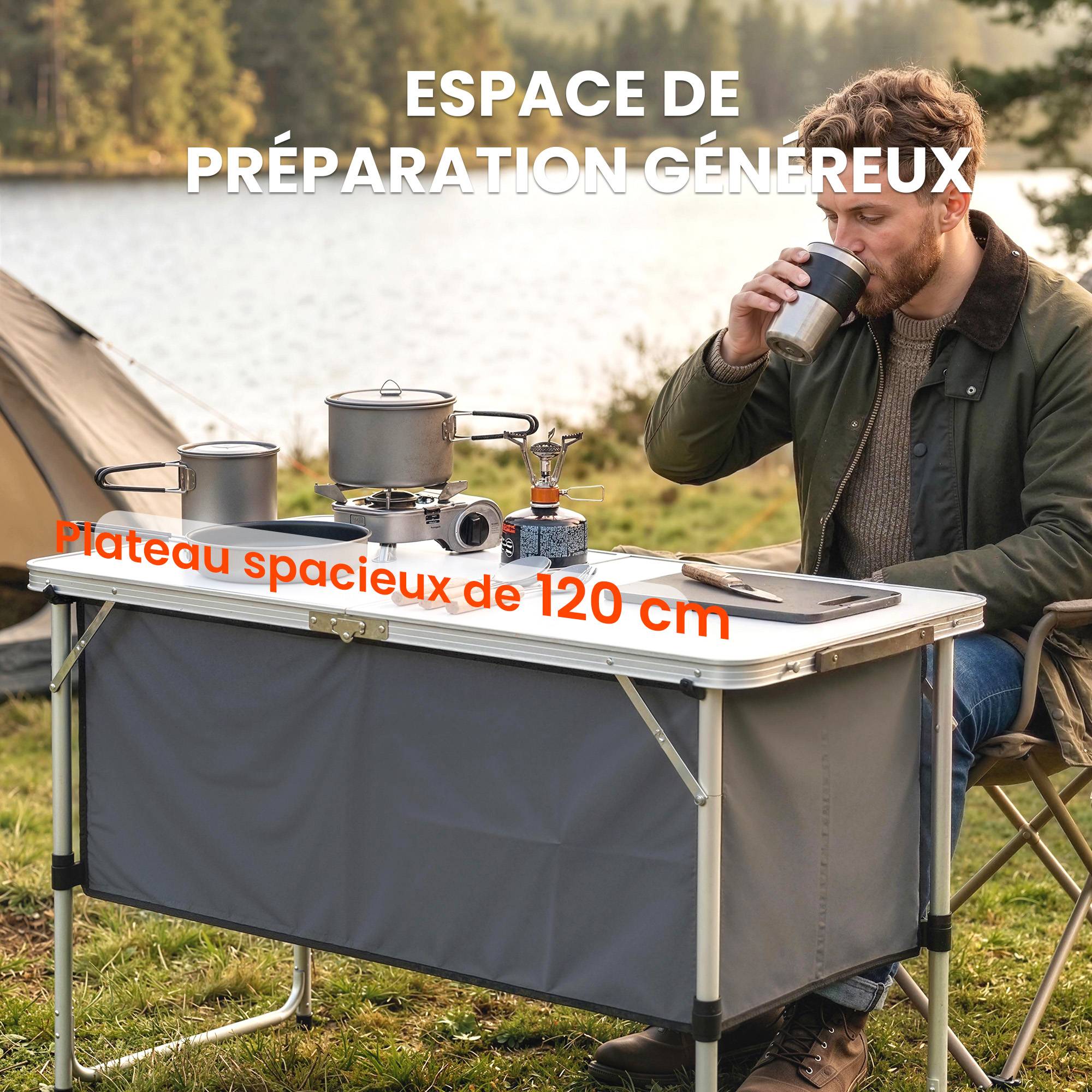 Armoire de camping pliante aluminium argent 120 x 47 x 70 cm - PANGIVO - Image 6