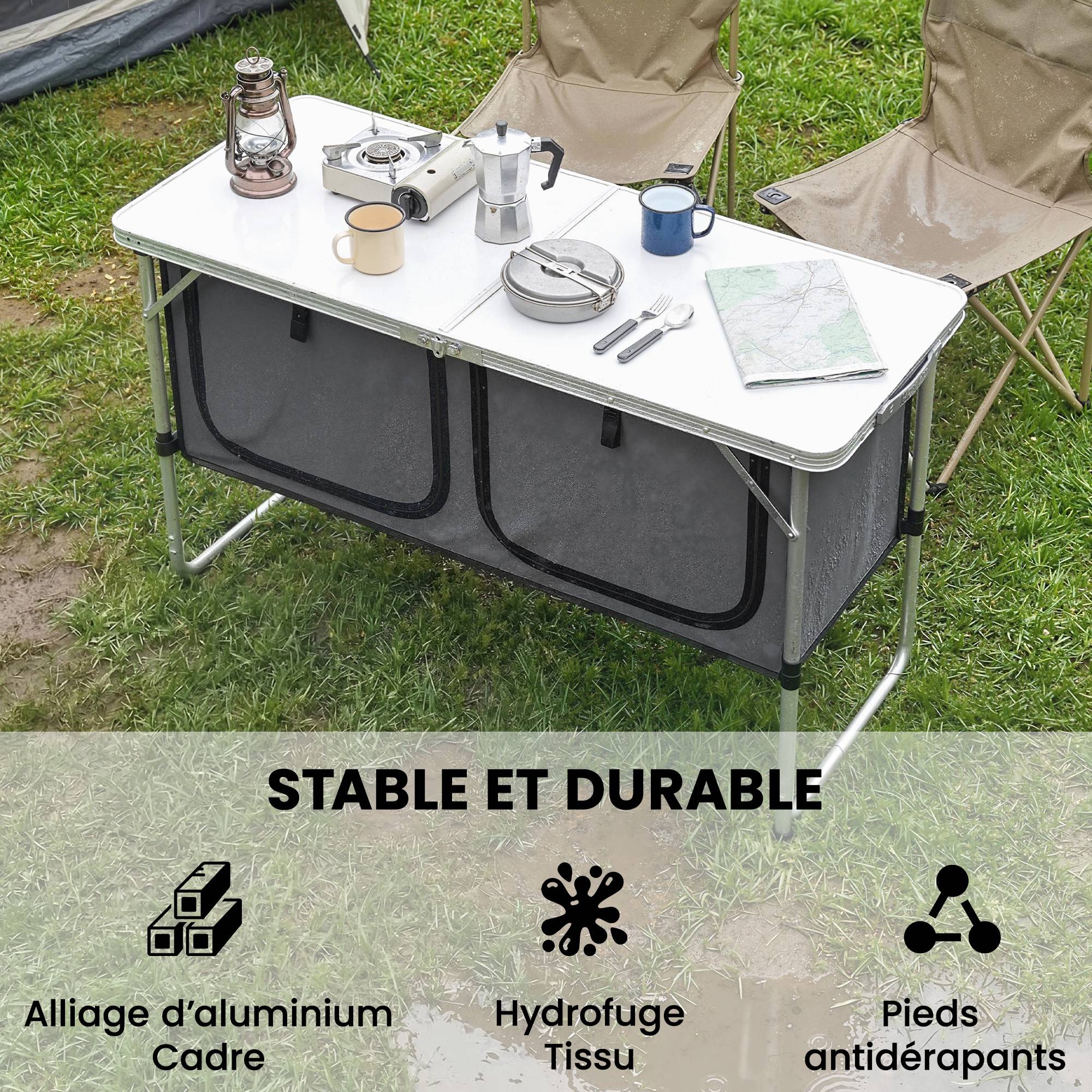 Armoire de camping pliante aluminium argent 120 x 47 x 70 cm - PANGIVO - Image 8