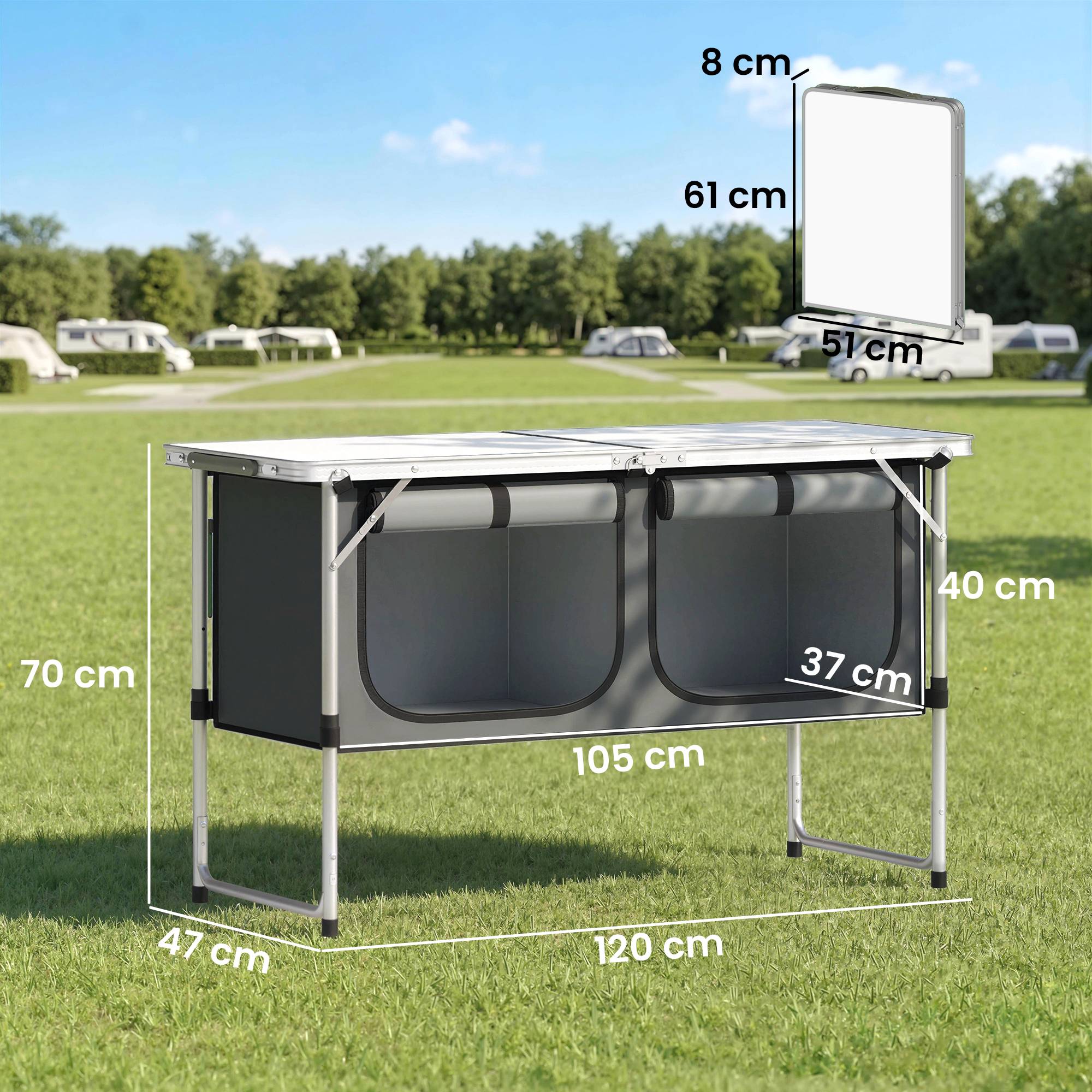Armoire de camping pliante aluminium argent 120 x 47 x 70 cm - PANGIVO - Image 5