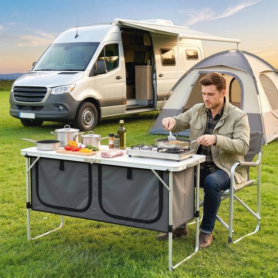 Armoire de camping pliante aluminium argent 120 x 47 x 70 cm - PANGIVO - Image 4