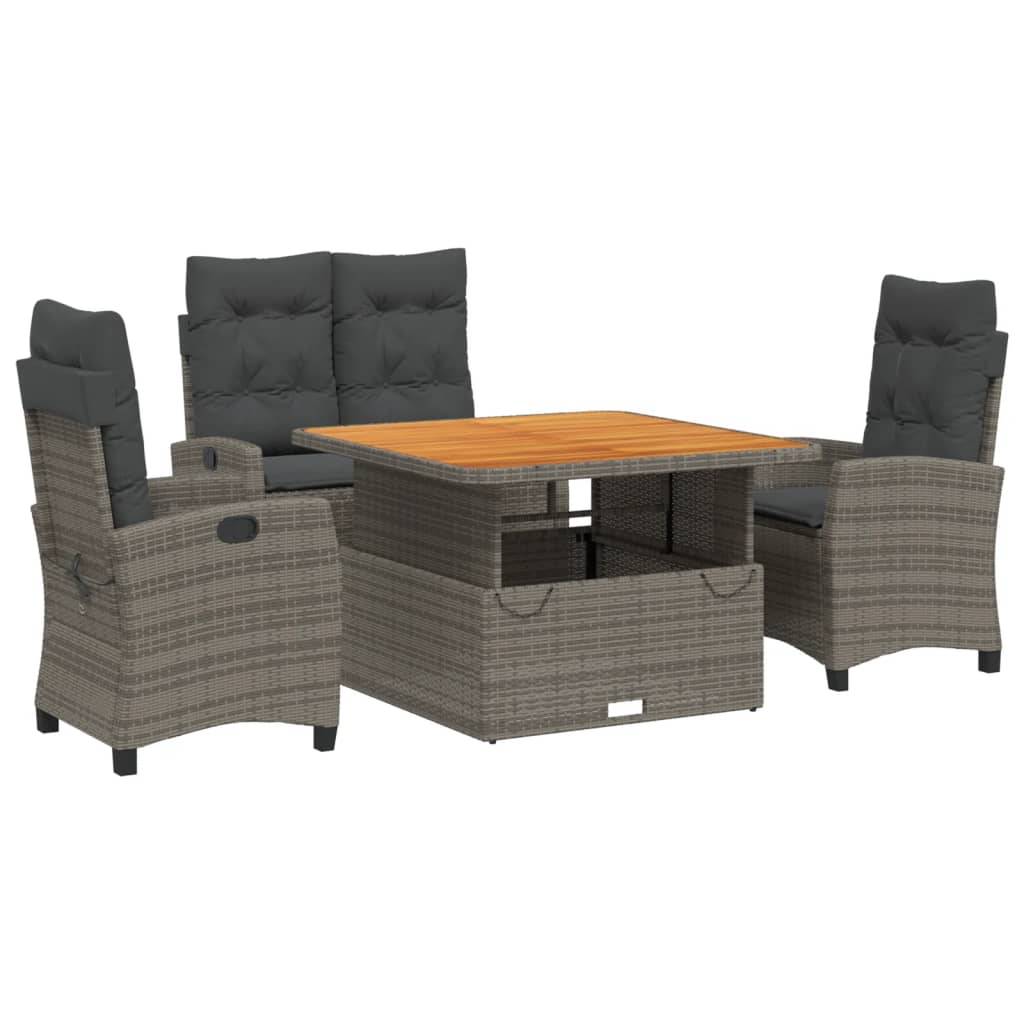 ComfortXL - Salon de Jardin Gris 4 Places avec Banc 2 Personnes et 2 Fauteuils Inclinables, Table Réglable – ComfortXL Outdoor Living - Image 2