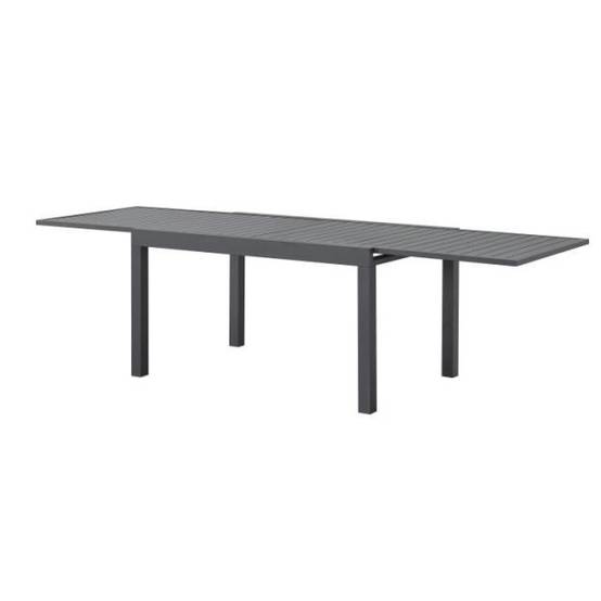 Table de jardin extensible rectangulaire 6 a 10 personnes - Structure aluminium - L 135-270 x P 90 x H 75 cm - Gris foncé - Image 4