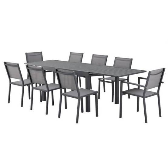 Table de jardin extensible rectangulaire 6 a 10 personnes - Structure aluminium - L 135-270 x P 90 x H 75 cm - Gris foncé - Image 5