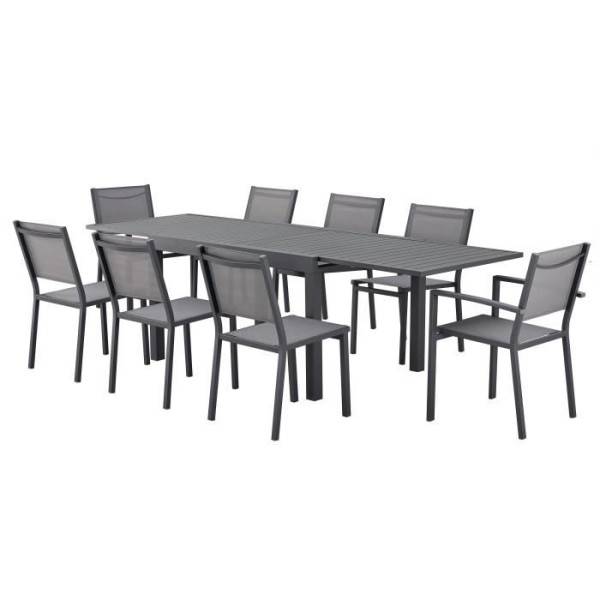 Table de jardin extensible rectangulaire 6 a 10 personnes - Structure aluminium - L 135-270 x P 90 x H 75 cm - Gris foncé - Image 5