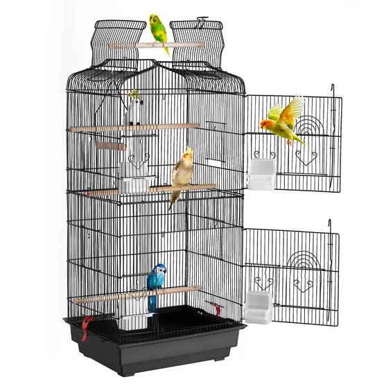 VEVOR Cage oiseau 45,7x35,5x92,5cm, métal suspendu, balançoire, perchoir, perruches - Image 1