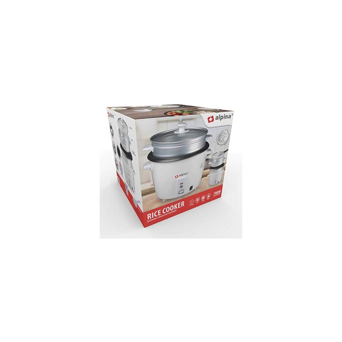 Alpina - Cuiseur à riz 1.8L 700W Cuiseur Vapeur Rice Cooker Gobelet mesure + spatule à riz ALPINA - Imagen 9