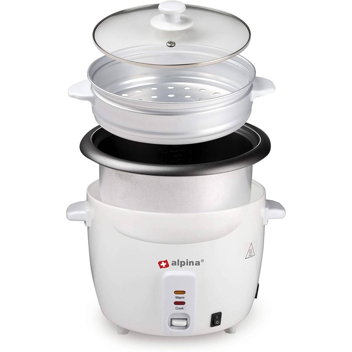 Alpina - Cuiseur à riz 1.8L 700W Cuiseur Vapeur Rice Cooker Gobelet mesure + spatule à riz ALPINA - Imagen 2