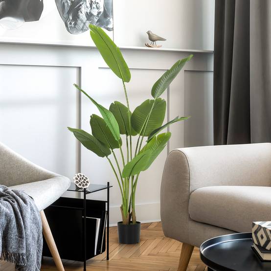 Plante artificielle intérieure 160 cm, arbre artificiel avec pot en plastique et terreau floqué, vert - Image 9