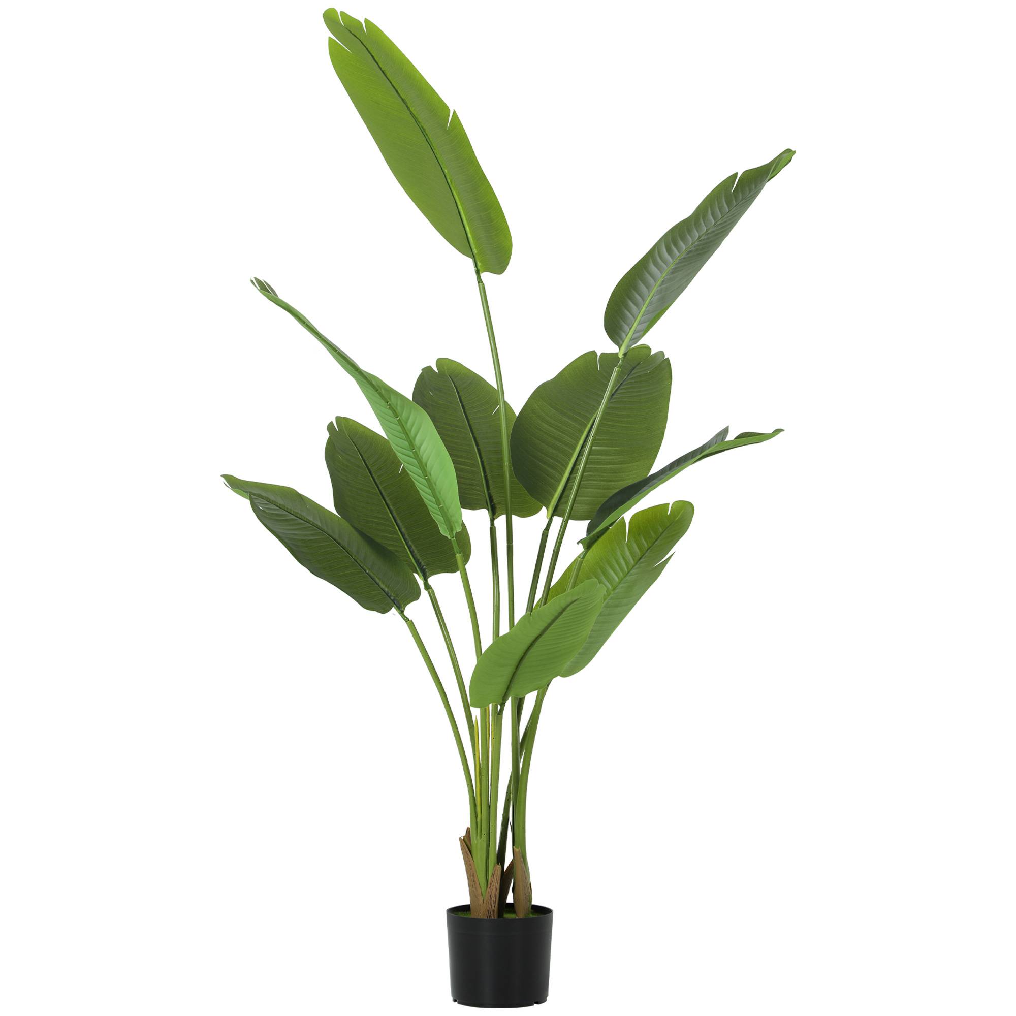 Plante artificielle intérieure 160 cm, arbre artificiel avec pot en plastique et terreau floqué, vert - Image 1