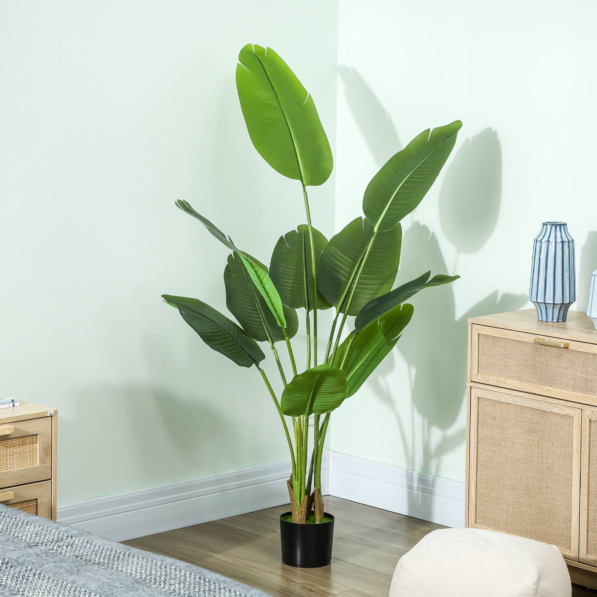Plante artificielle intérieure 160 cm, arbre artificiel avec pot en plastique et terreau floqué, vert - Image 10