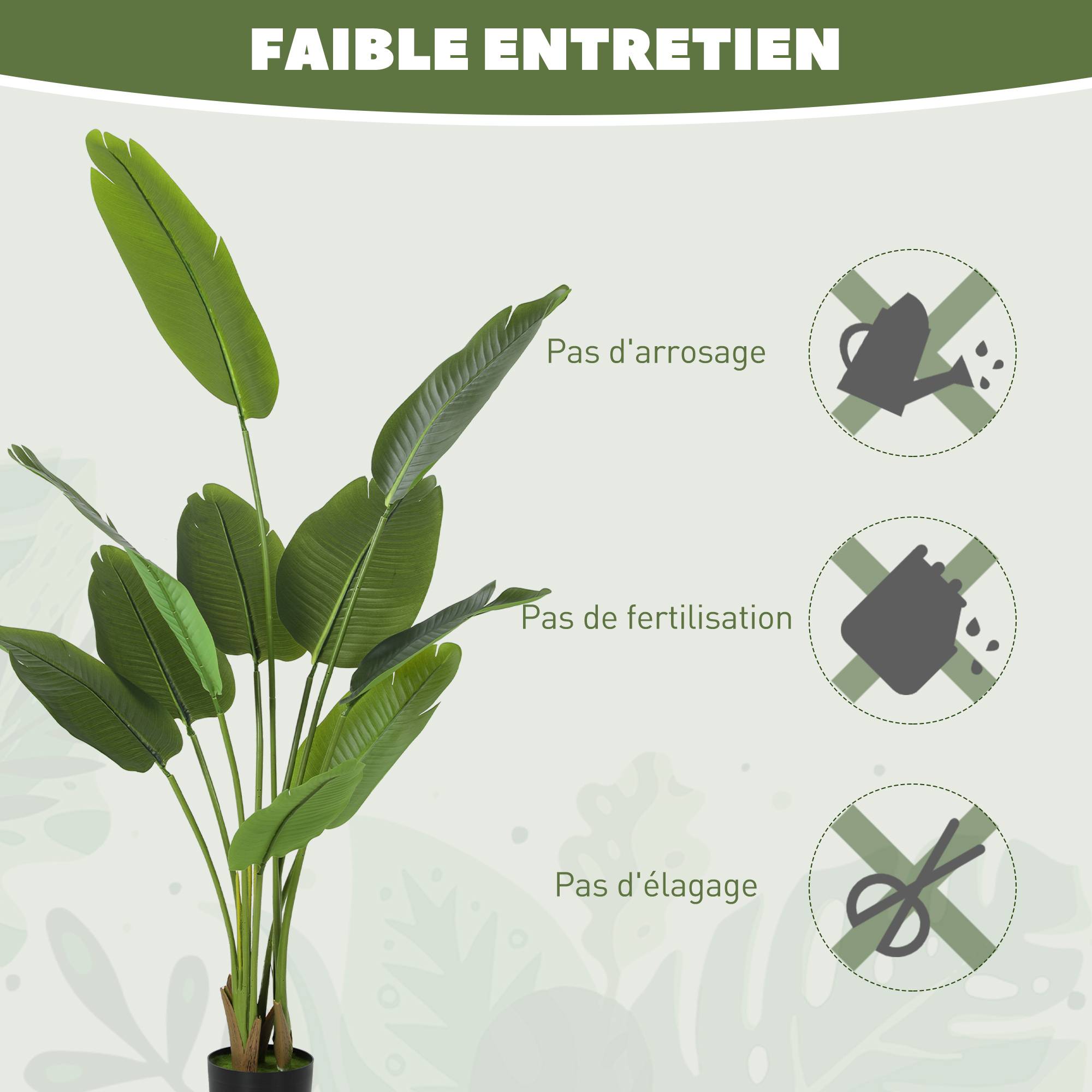 Plante artificielle intérieure 160 cm, arbre artificiel avec pot en plastique et terreau floqué, vert - Image 8