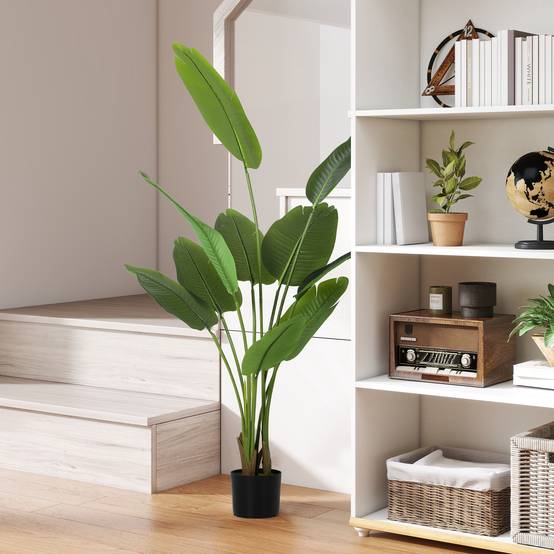 Plante artificielle intérieure 160 cm, arbre artificiel avec pot en plastique et terreau floqué, vert - Image 3