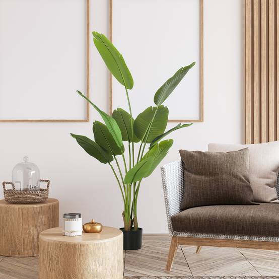 Plante artificielle intérieure 160 cm, arbre artificiel avec pot en plastique et terreau floqué, vert - Image 4