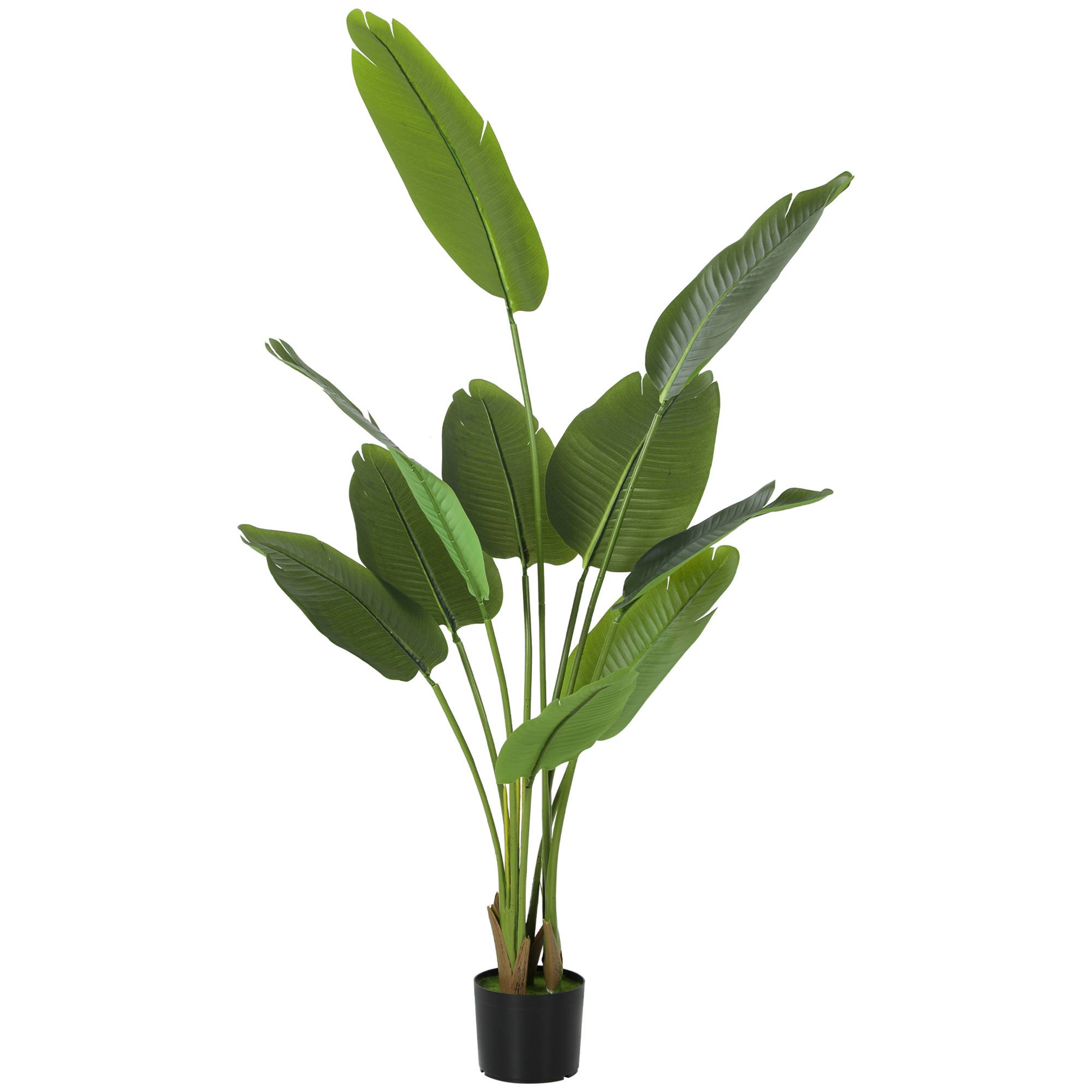 Plante artificielle intérieure 160 cm, arbre artificiel avec pot en plastique et terreau floqué, vert - Image 2