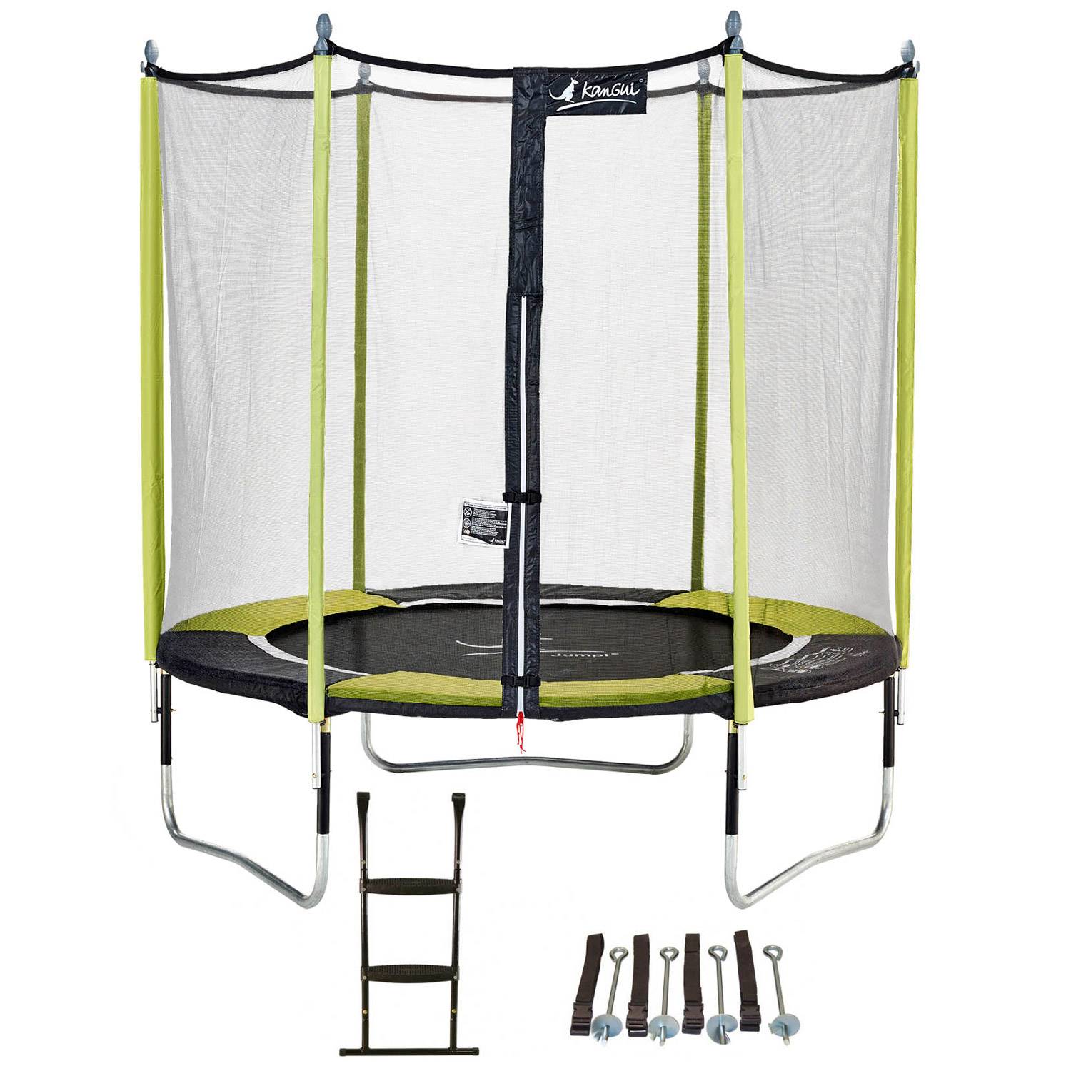Kangui - Trampoline jardin Ø 250 cm + échelle + kit d'ancrage - JUMPI 250 - Noir/Vert Kangui - Imagen 1