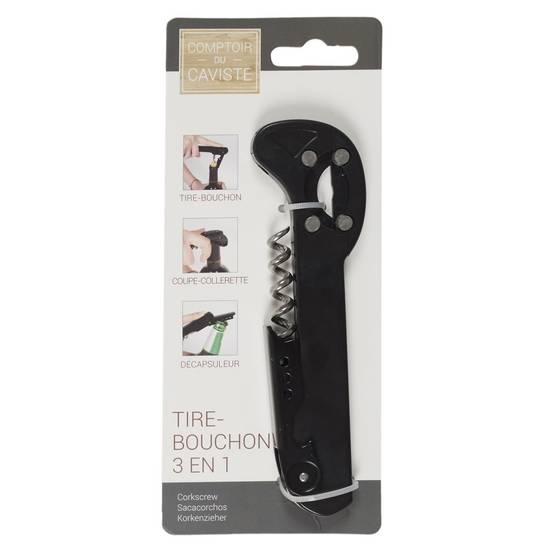 Cook Concept - Tire-Bouchon 3 en 1 "Décapsuleur" 14cm Noir - Image 5