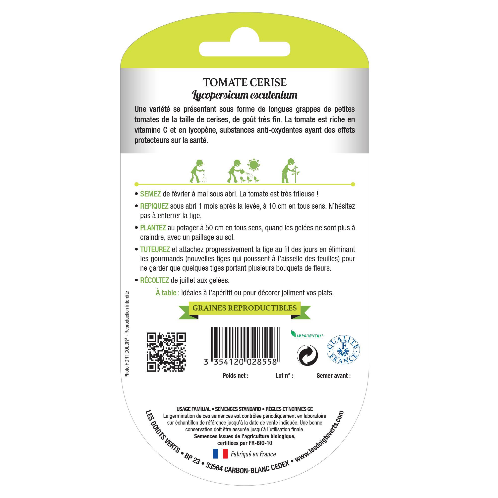 Graines tomate cerise BIO Les Doigts Verts - Image 2