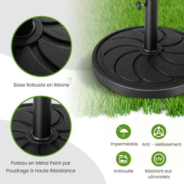 Helloshop26 - Base de parasol d'extérieur 18 kg support de parasol rond diamètre 54 cm s'adapte aux poteaux de parasol 38 et 48 mm - Imagen 2