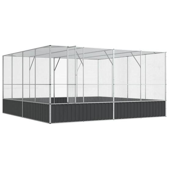 Volière XXL Acier Galvanisé Immense Habitat Argent 418x414x212cm - ComfortXL Outdoor Living - Image 7