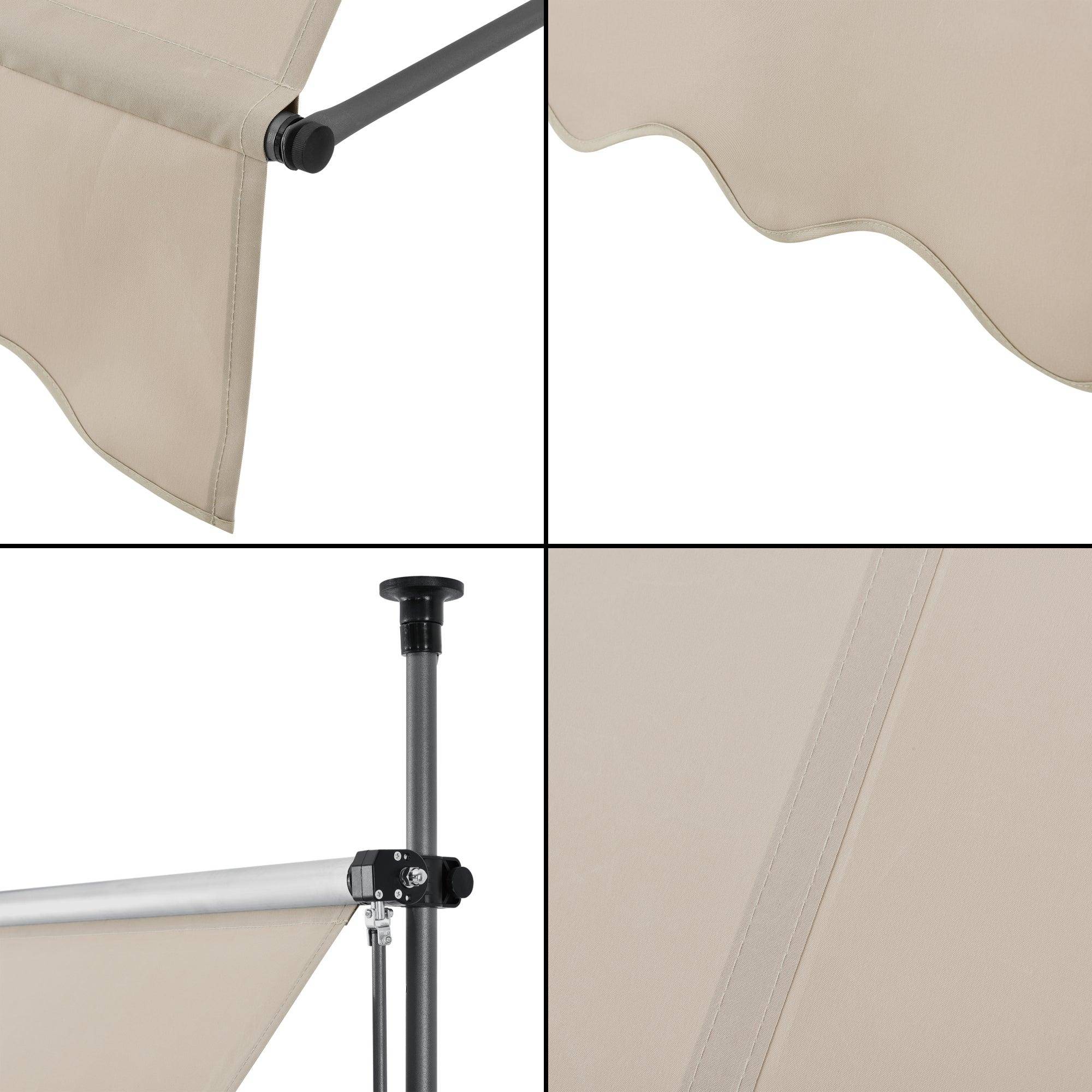 Helloshop26 - Brise-soleil pare-soleil métal et polyester hauteur variable sable 250 x 120 x 200-300 cm - Imagen 4