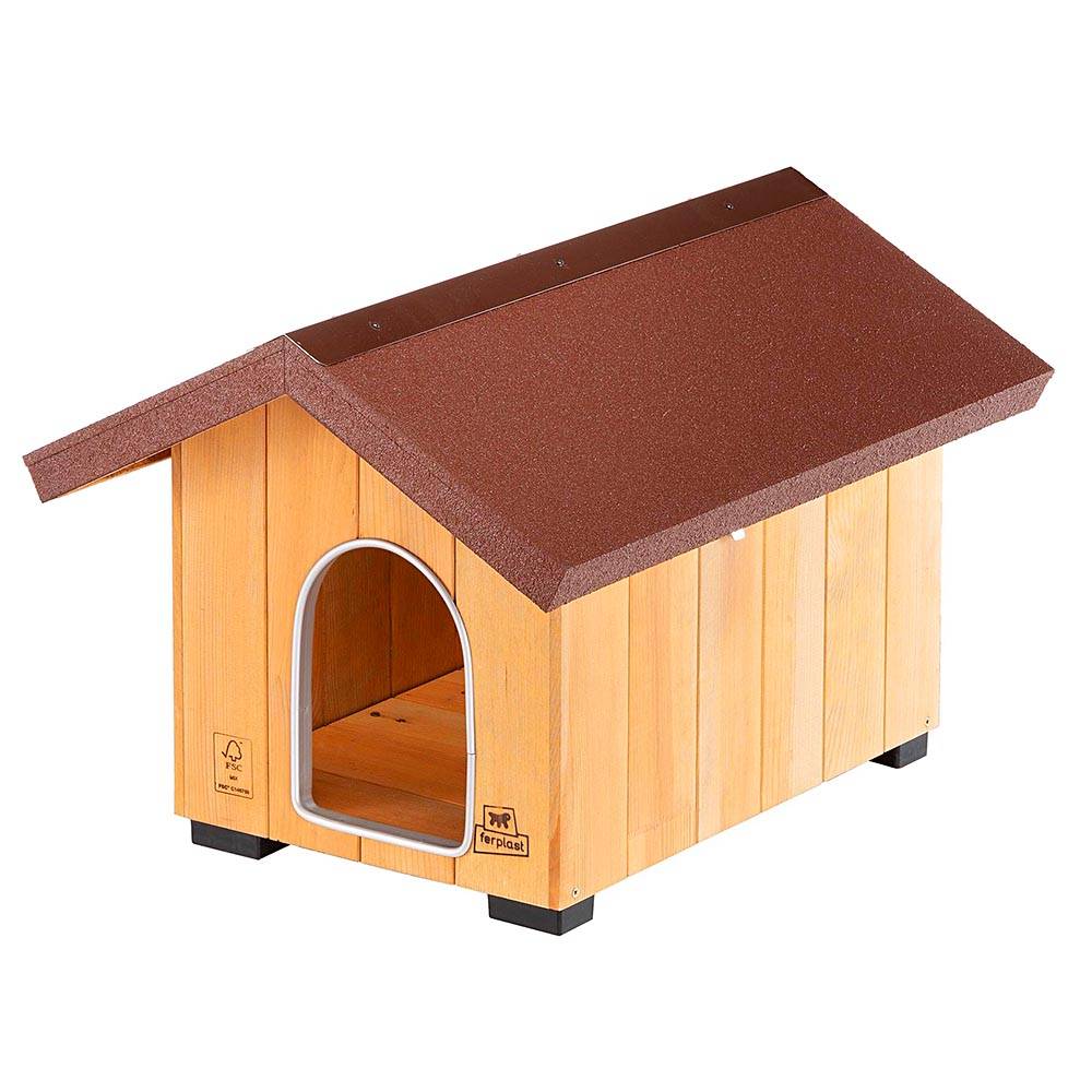 Ferplast - Ferplast Niche pour chiens pour l'extérieur DOMUS MINI, en bois FSC, Pieds isolants en plastique, Porte anti-morsures en aluminium - Imagen 1