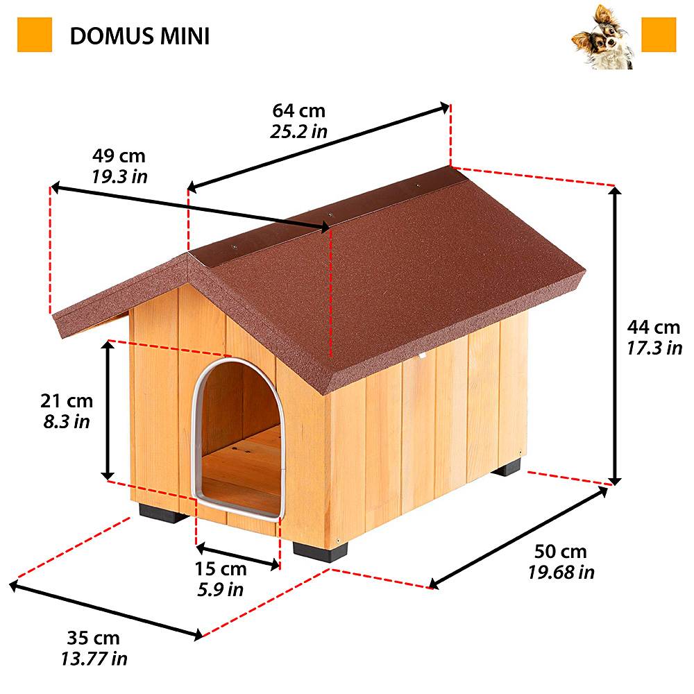 Ferplast - Ferplast Niche pour chiens pour l'extérieur DOMUS MINI, en bois FSC, Pieds isolants en plastique, Porte anti-morsures en aluminium - Imagen 2