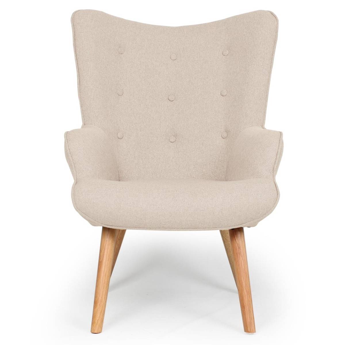 Fauteuil & Pouf Scandinave "Orle" 98cm Beige - Image 3
