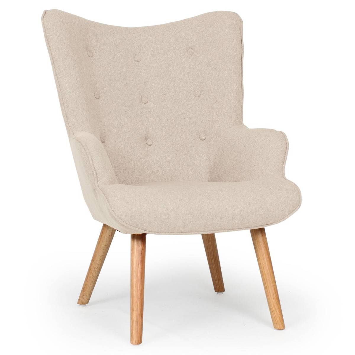 Fauteuil & Pouf Scandinave "Orle" 98cm Beige - Image 4