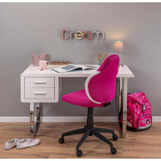 Paris Prix - Chaise de Bureau "Jessi" 100cm Rose & Blanc - Image 6