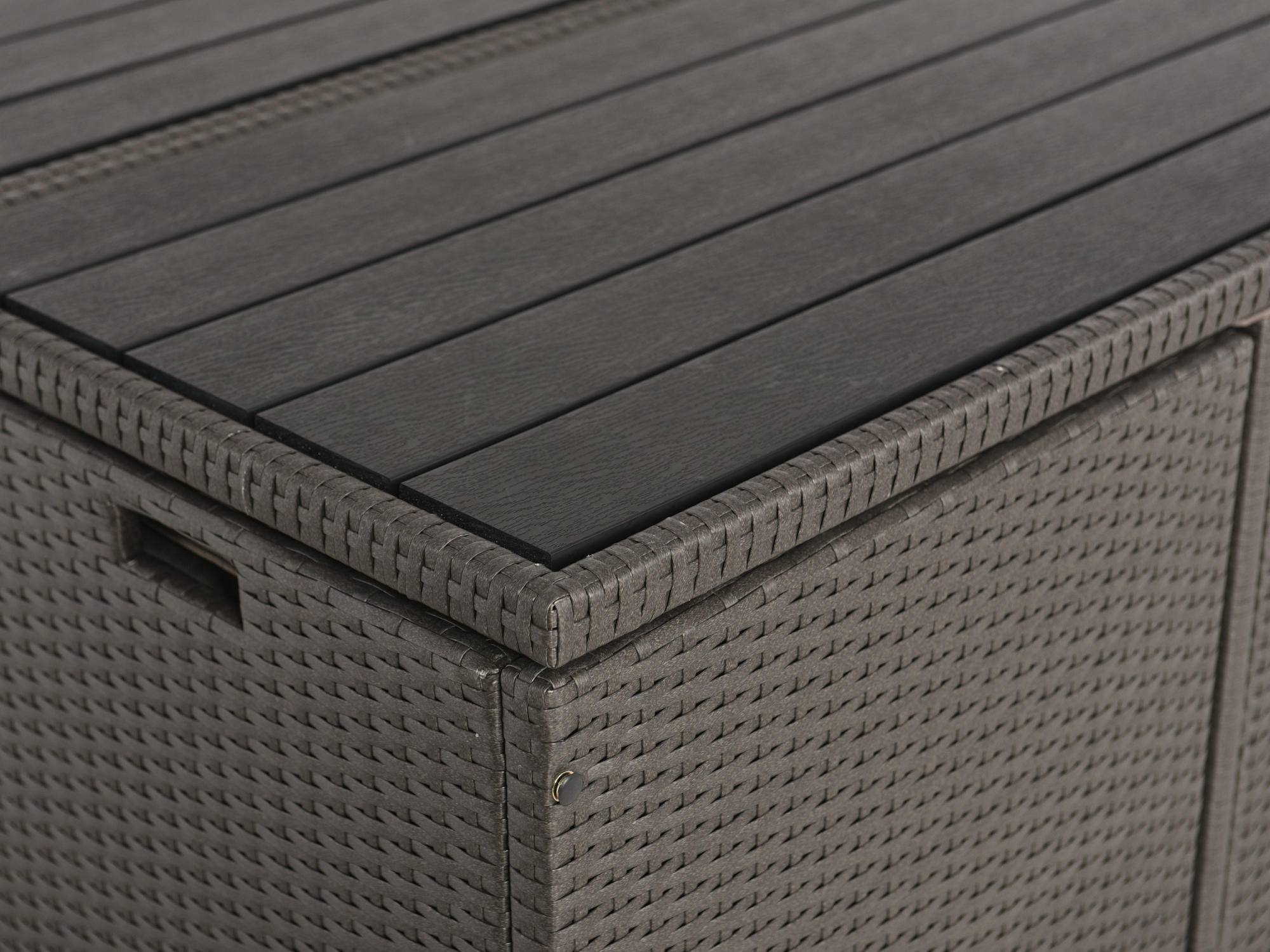 Best Mobilier - Sunny - salon de jardin encastrable 12 places - en résine tressée, plateau polywood - avec housse de protection - noir taupe - Best Mobilier - Imagen 6