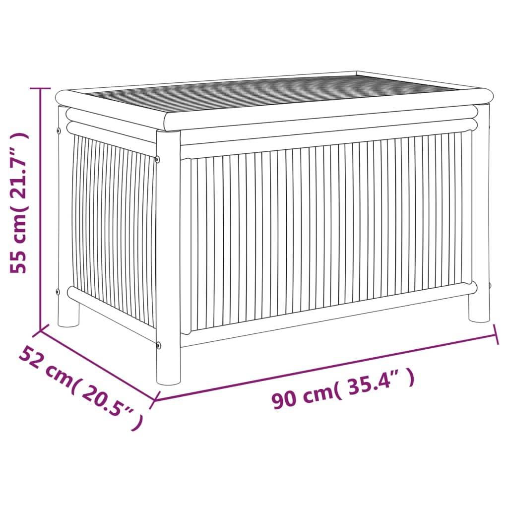 Coffre boîte meuble de jardin rangement 90 x 52 x 55 cm bambou - Image 6