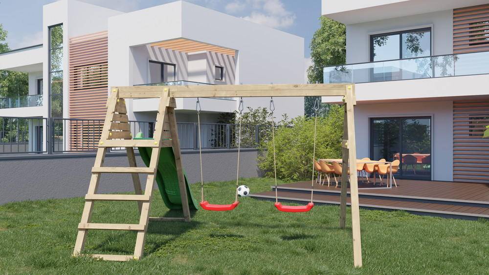 Chalet & Jardin - Portique & Toboggan de jardin en bois  390 x 256 x 252 cm - Azalée Chalet & Jardin - Imagen 4