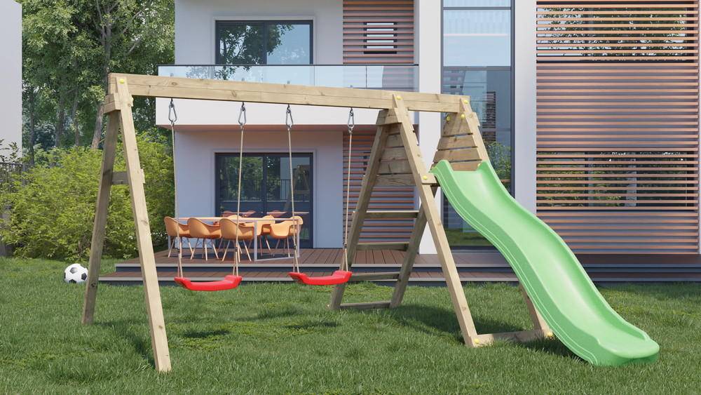 Chalet & Jardin - Portique & Toboggan de jardin en bois  390 x 256 x 252 cm - Azalée Chalet & Jardin - Imagen 5
