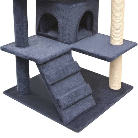 Arbre à chat bois et sisal bleu foncé 67 x 67 x 125 cm - PANGIVO - Image 4
