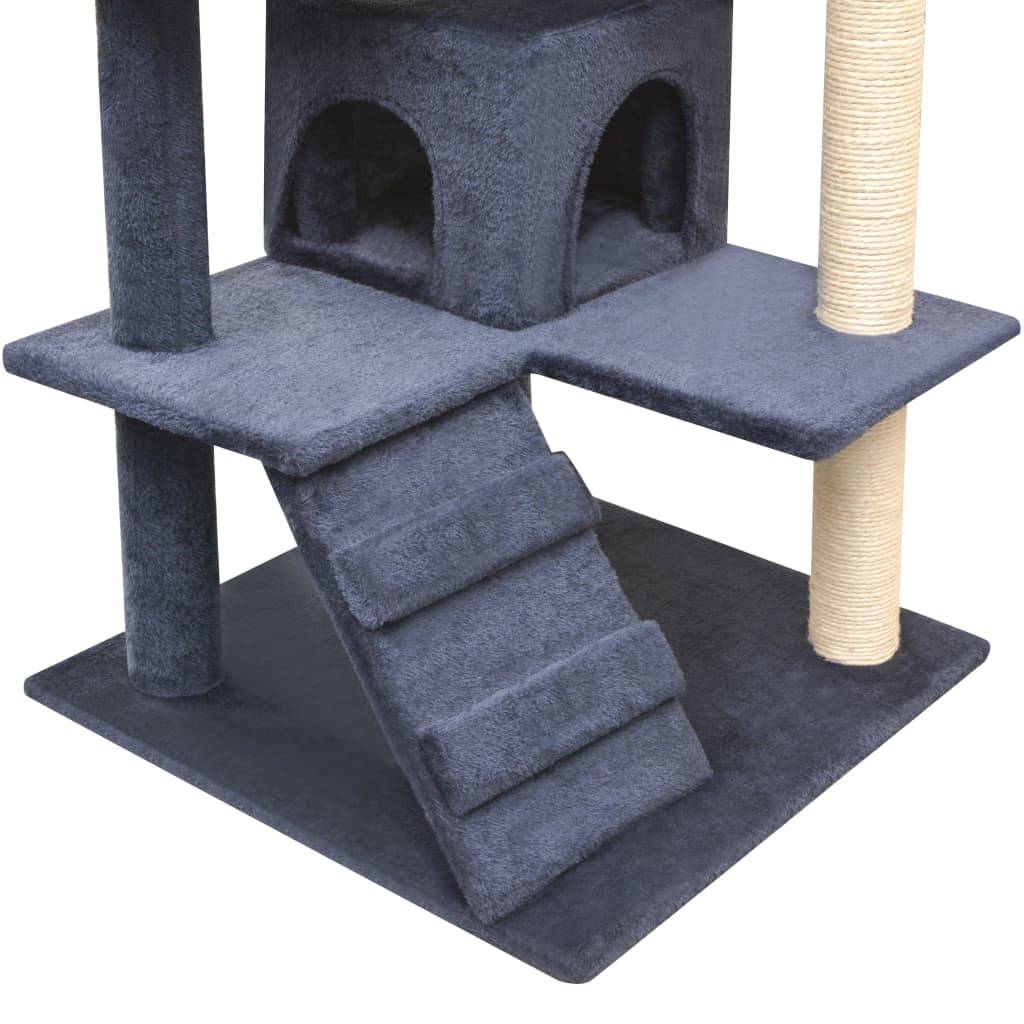 Arbre à chat bois et sisal bleu foncé 67 x 67 x 125 cm - PANGIVO - Image 4