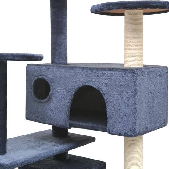 Arbre à chat bois et sisal bleu foncé 67 x 67 x 125 cm - PANGIVO - Image 3