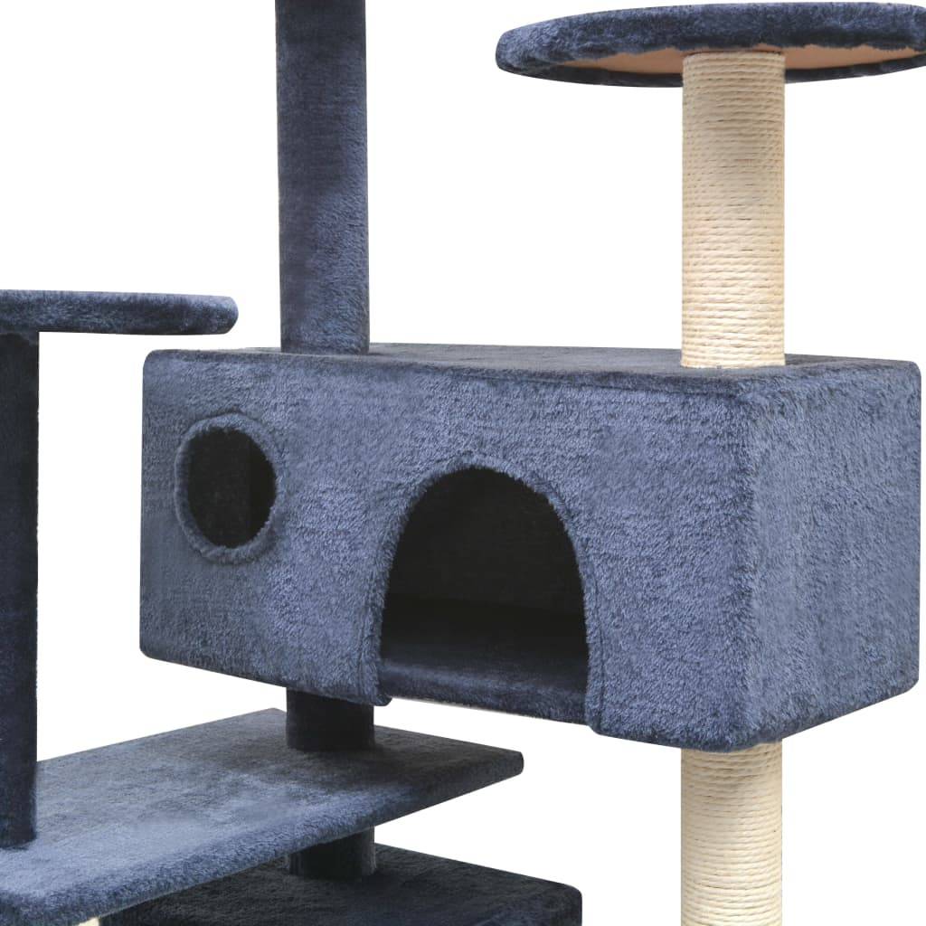 Arbre à chat bois et sisal bleu foncé 67 x 67 x 125 cm - PANGIVO - Image 3