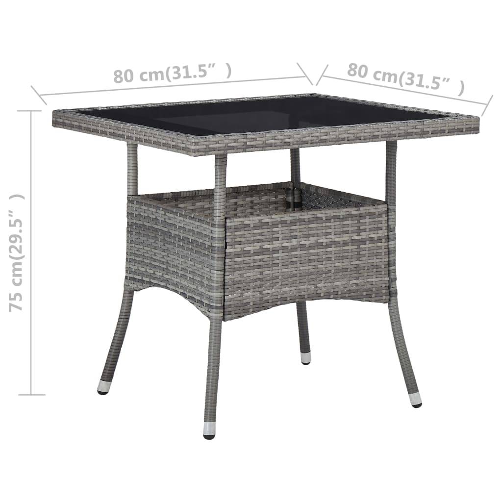 Table à dîner d'extérieur Résine tressée et Verre Gris 80 x 80 x 75 cm - PANGIVO - Image 5