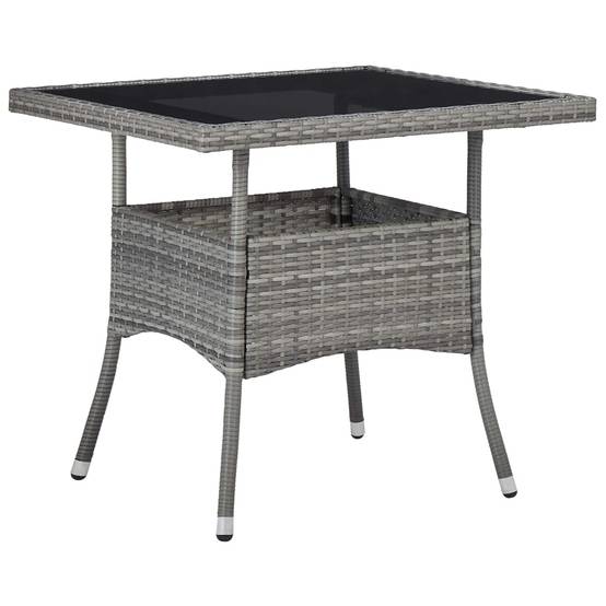 Table à dîner d'extérieur Résine tressée et Verre Gris 80 x 80 x 75 cm - PANGIVO - Image 1