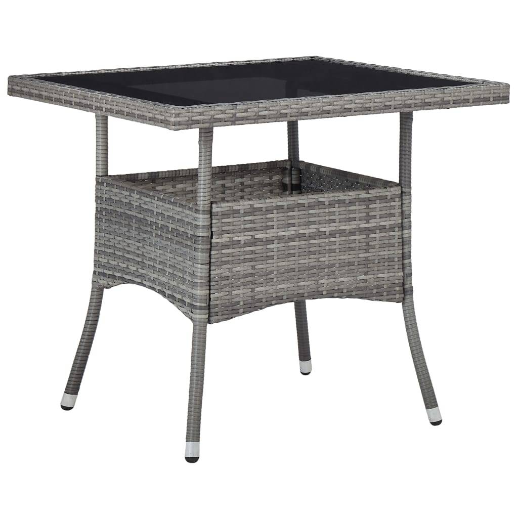 Table à dîner d'extérieur Résine tressée et Verre Gris 80 x 80 x 75 cm - PANGIVO - Image 1