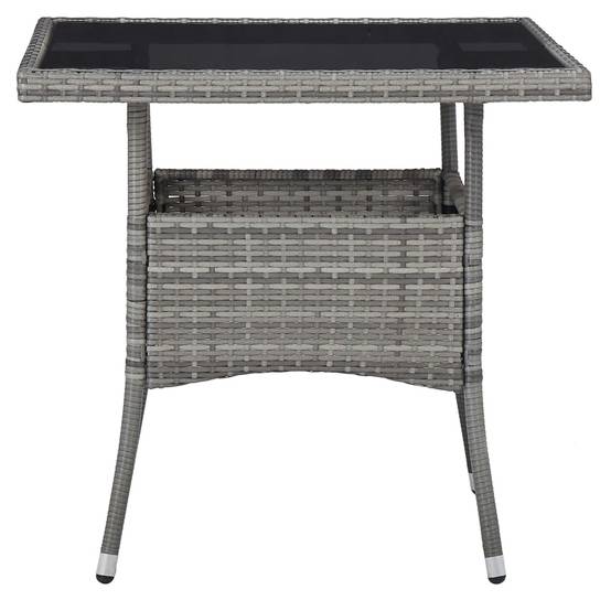 Table à dîner d'extérieur Résine tressée et Verre Gris 80 x 80 x 75 cm - PANGIVO - Image 2